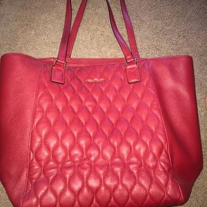 Vera Bradley red quilted leather tote